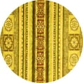 thumbnail image 1 of Ahgly Company Machine Washable Indoor Round Oriental Yellow Modern Area Rugs, 6' Round, 1 of 4