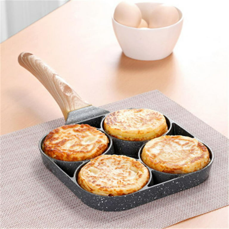 Egg Cooker Pan Divided Grill Frying Pan Cookware 4 Holes Section Divided  Skillet Pancake Pan Omelet Pan for Cooking Baking White