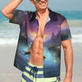 thumbnail image 5 of KLL Men's Hawaiian Shirt Short Sleeve Button Down Beach Shirts-Magical Bees Twilight River, 5 of 5