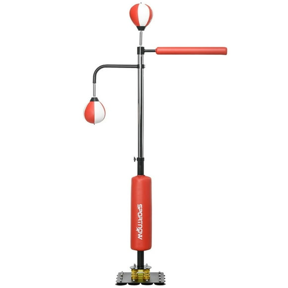 Soozier Boxing Bag Freestanding Punching Bag, Height Adjustable with Reflex Bar, Speed Balls and Suction Cup Base for Adult and Teenagers