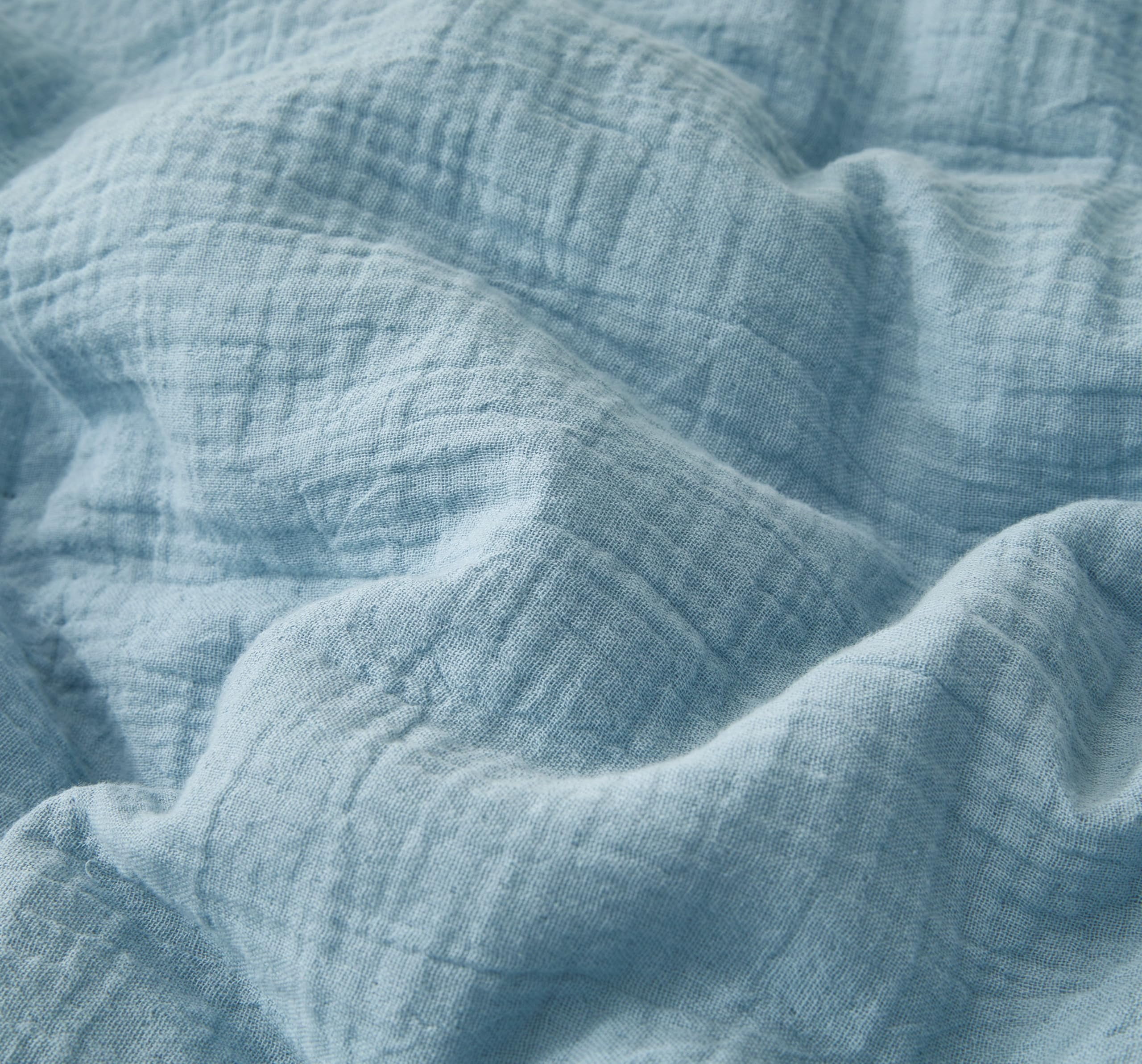 Chezmoi Collection Breeze 3-Piece 100% Cotton Muslin King Comforter Set, Lake Blue Soft Washed Cotton Gauze Comforter, Lightweight Breathable Bedding for All Season