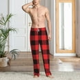 thumbnail image 5 of Vsdgher Buffalo Plaid Red Black Print Mens Pajama Pants Sleep & Lounge Pants, PJ Bottoms With elastic waistb and Pockets, 5 of 5