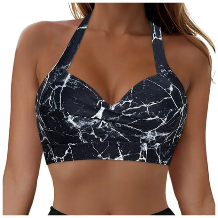 TTUHYWXI Underwire Bikini Top Halter Padded Push Up Swim Top Only Bra Bathing Suit Top (Silver  XXL)
