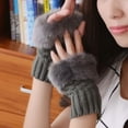thumbnail image 5 of Ruanlalo Gloves,1 Pair Women Gloves Solid Color Fuzzy Plush Warm Winter Mittens for Daily Wear, 5 of 6