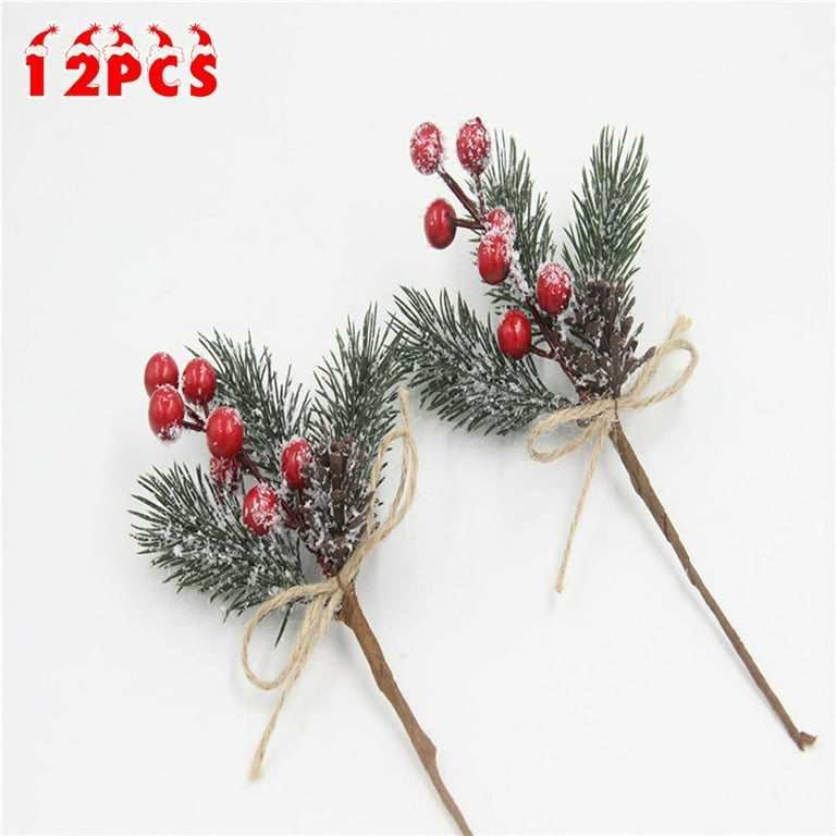 10pcs Christmas Decor 3-pronged Realistic Pine Branch For Diy Tree  Decoration, Props And Home Garden Ornament