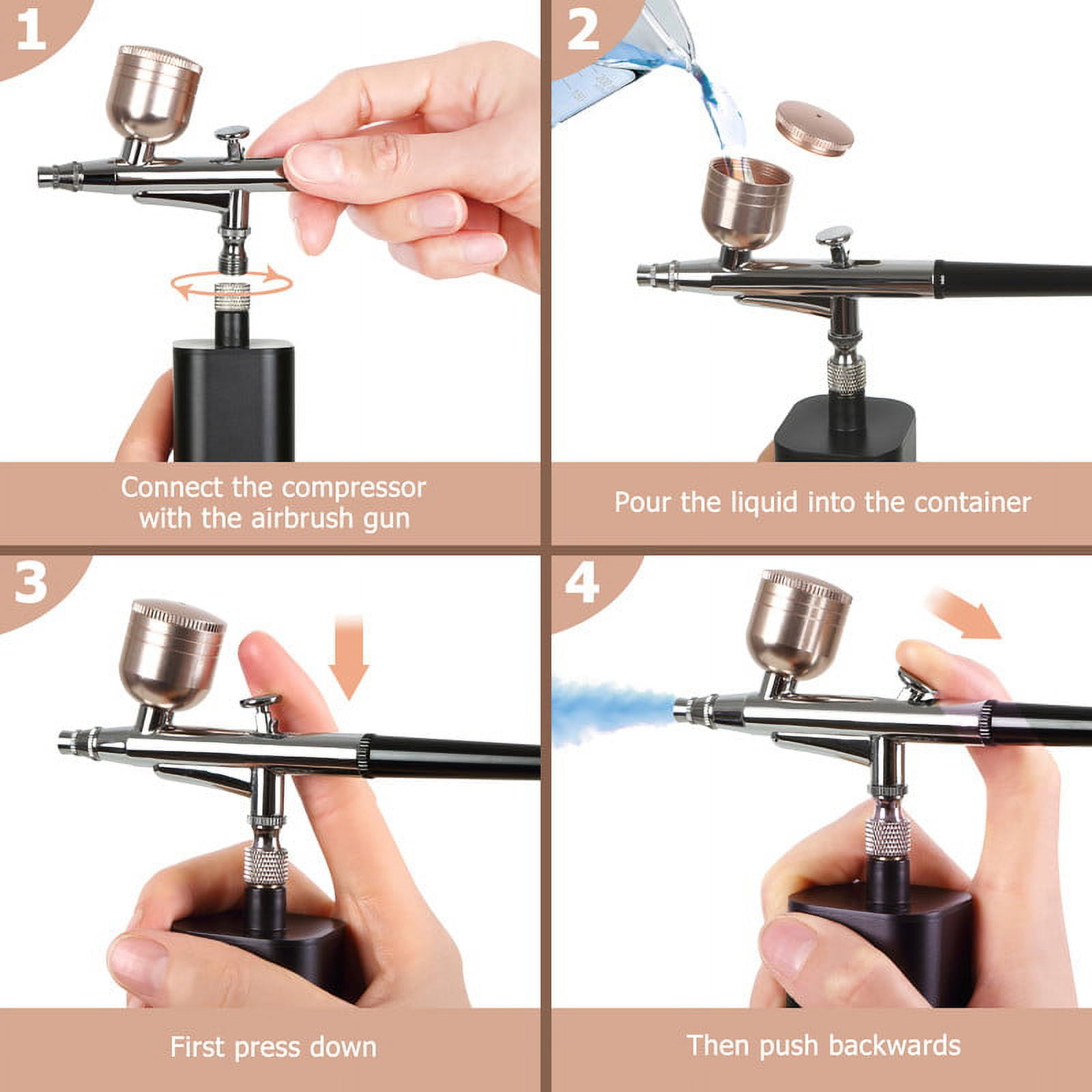 Cordless Airbrush Kit with Compressor, 30PSI Handheld Mini Air Brush Gun Set, Portable High Pressure Air Brushes for Painting, Tattoo, Nail Art, Mode, Makeup, Cake, Barber