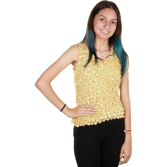 Gilbins Tank Top Popcorn Bubble Crinkle Super Stretchy Magic Shirt One Size Fits All (Beige)