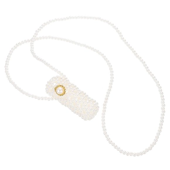 Pearl Messenger Bag Hand-Woven for Decoration 1Pcs Mini Beaded Lipstick Pouch