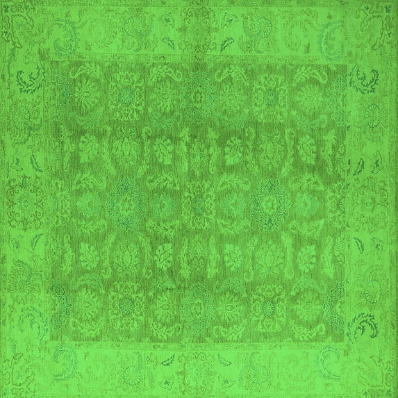 Ahgly Company Indoor Square Oriental Green Traditional Area Rugs, 6' Square