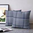 thumbnail image 2 of Pillow Covers 18x18 Set of 2, Blue Checkered Throw Pillow Covers Decorative Couch Cushion Cover, Stripes Blue Dark Buffalo Plaid Microfiber Soft Square Pillowcases for Bedroom Living Room Sofa, 2 of 9
