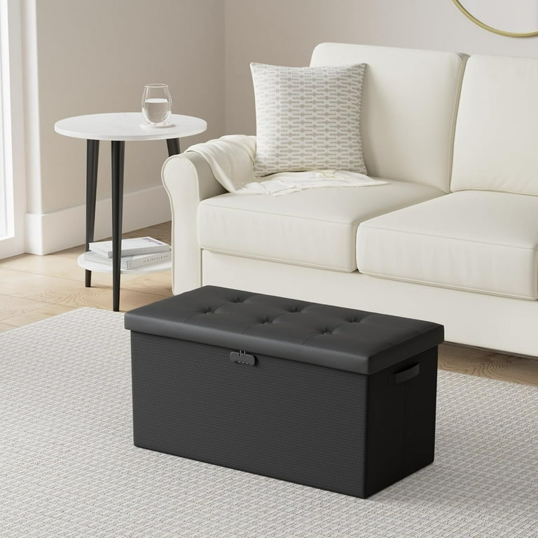 VibrantEcho Storage Ottoman Bench with Lock,Fireproof 30 Inches
