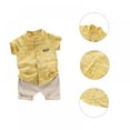 thumbnail image 5 of GYRATEDREAM Toddler Baby Boy Letter Short Sleeve Button Down Shirt & Shorts Set Summer Outfits 3 Months-1 Year, 5 of 12