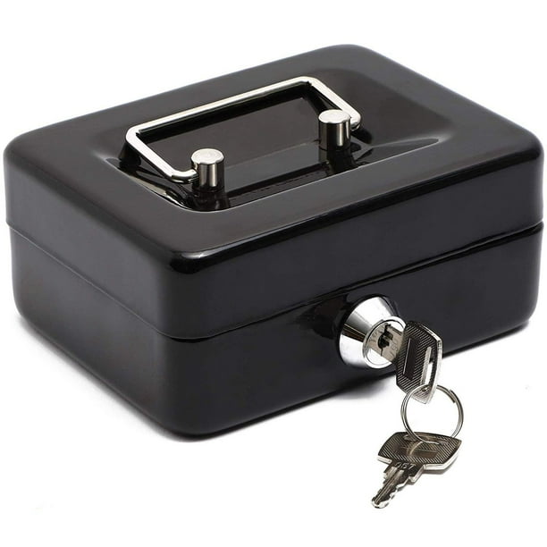 Coin Box with Lock and Keys Metal Money Tray Cash Safe Donation Box for