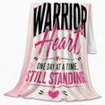 thumbnail image 2 of Empowering Breast Cancer Awareness Warrior Heart One Day, Cozy Typography Art Scene, Warm Flannel Blanket for Living Room and Reading Nook, Art Lovers Thanksgiving Gift, Artistic Home Decor, 2 of 9