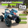 thumbnail image 2 of 12V Dinosaur Kids Ride On Car, 2 Seater Electric Ride On Toy for Kids with Remote Control, Bluetooth, USB, 4 Wheel Suspension, Powered Dinosaur Toy Car for Boys and Girls Ages 3-8, Blue, 2 of 8