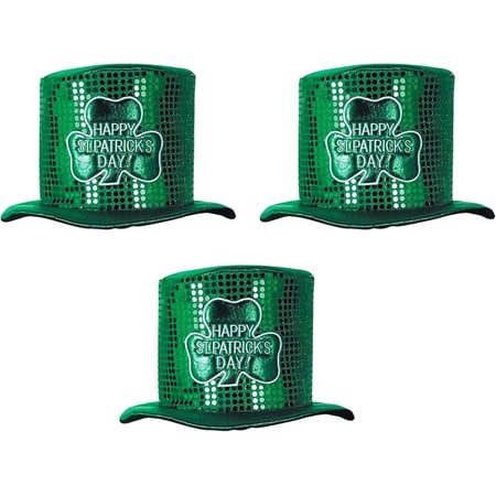 PMU St. Patrick s Day Headwear Decorations and Party Supplies - Happy St. Patrick s Day! Shimmering Top Hat Party Accessory Pkg/3