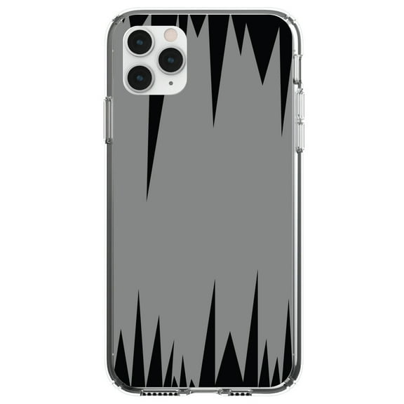DistinctInk Clear Shockproof Hybrid Case for iPhone 13 PRO (6.1" Screen) - TPU Bumper, Acrylic Back, Tempered Glass Screen Protector - Grey Black Spikes