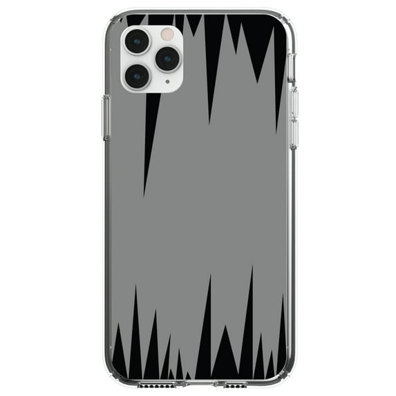 DistinctInk Clear Shockproof Hybrid Case for iPhone 12 MINI (5.4" Screen) - TPU Bumper, Acrylic Back, Tempered Glass Screen Protector - Grey Black Spikes