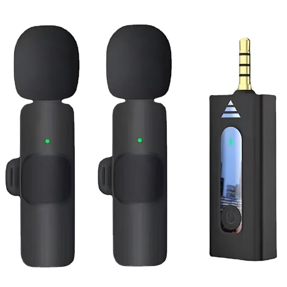 LAMIRO Wireless Microphone for Phone, Camera, Laptop - Clear Audio for Video Recording and Vlogging - 2pack