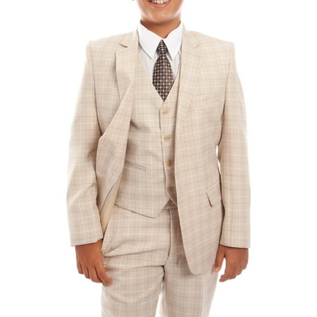 Boys Suit 3-Piece Checkered Suit WIth Free Matching Shirt & Tie Size 2-20-BLOWOUT