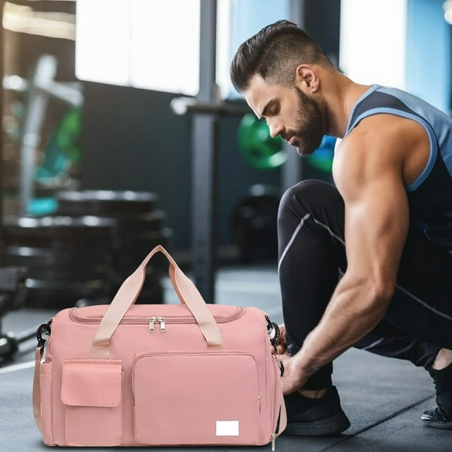 Dry Wet Separation Gym Bag, Large Capacity Travel Bag, Waterproof Shoe Compartment, Adjustable Shoulder Strap, for Fitness, Business Travel, Commuting, Durable Polyester Material, Versatile