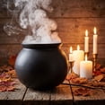thumbnail image 2 of Halloween Light Up White Fluorescent Mist Smoking Witch Cauldron LED Fog Black Witch Pot Spooky Tabletop Ornament Atmospheric Props For Indoor Outdoor Fireplace Mantel Party Scene Decoration, 2 of 5
