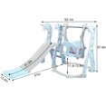 thumbnail image 4 of EOTVIA 4 In 1 Toddler Swing And Slide Set For Kids Age 1 To 5, Toddler Indoor Playground For Children Baby Swing Set With Swing, Climber, Ball, Basketball Hoop And Long Slide For Boys And Girls, Blue, 4 of 10