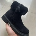 thumbnail image 6 of Women's Black Suede Ankle Boots with Faux Fur Cuff - Warm & Stylish Winter, 6 of 15