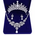 thumbnail image 1 of Conjunto De Joyería De Boda Nupcial, Pendientes Elegantes De Plata Brillante, Conjunto De Collar Para Fiesta De Cumpleaños Nupcial, 1 of 5