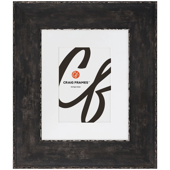 Craig Frames Starlight, 22x28 Picture Frame Matted for an 18x24 Photo, Noir Black