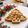 thumbnail image 4 of Christmas Wooden Snack Tray, Single Layer Christmas Tree Shaped Charcuterie Board, Natural Wood Serving Platter, Festive Multi Compartment Tray For Cookies, Candy, Tabletop Decor For Christmas Party, 4 of 6