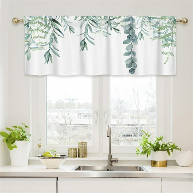 Tranfacy Home Decorations,Window Curtains,Short Floral Small Window Valance Curtains for Bathroom Kitchen Cafes Thermal Insulating Tier Curtains 52x18inch Colorful Flowers Leaves Plants