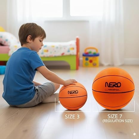 NERO SPORT Ninja Silent Basketball- Soft Foam Indoor Basketballs Size | Soundless Ball for Quiet Dribbling and Indoor Training (Regular Size)