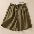 thumbnail image 2 of BLVB Summer Shorts for Women Casual Solid Color Elastic Waist Drawstring Cotton Linen Shorts with Pockets, 2 of 5
