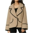 thumbnail image 2 of LOVZFMLL Jackets for Women's Winter Warm Jacket Long Sleeve Solid Color Button Jacket With Pocket Plush Coat, 2 of 7