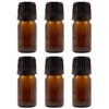 Amber Glass Bottle - 5 ml (1/6 fl oz) w/ Euro Dropper & Tamper-Evident Cap - Pack of 6