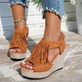 thumbnail image 2 of MKLEKYY Sandalias Antiderrapantes para Mujer, Sandalias de Mujer de Moda, Zapatos Casuales de Cuña Con Plataforma y Punta Abierta Con Diseño de Borlas Bohemias para Uso Diario En Verano., 2 of 5