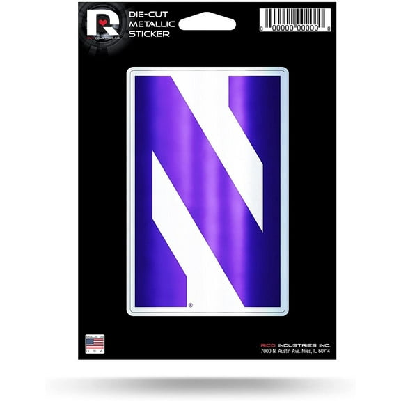 Northwestern University Wildcats 5 Inch Sticker Decal Metallic Shimmer Design Flat Vinyl