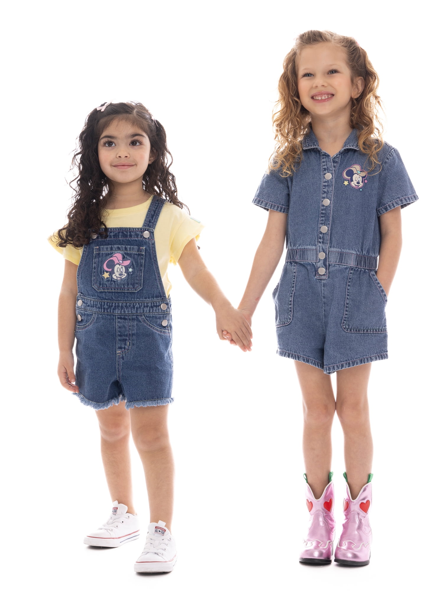 Minnie Mouse Toddler Girl Western Denim Shortall and Flutter Sleeve Tee Set, 2-Piece, Sizes 12M-5T
