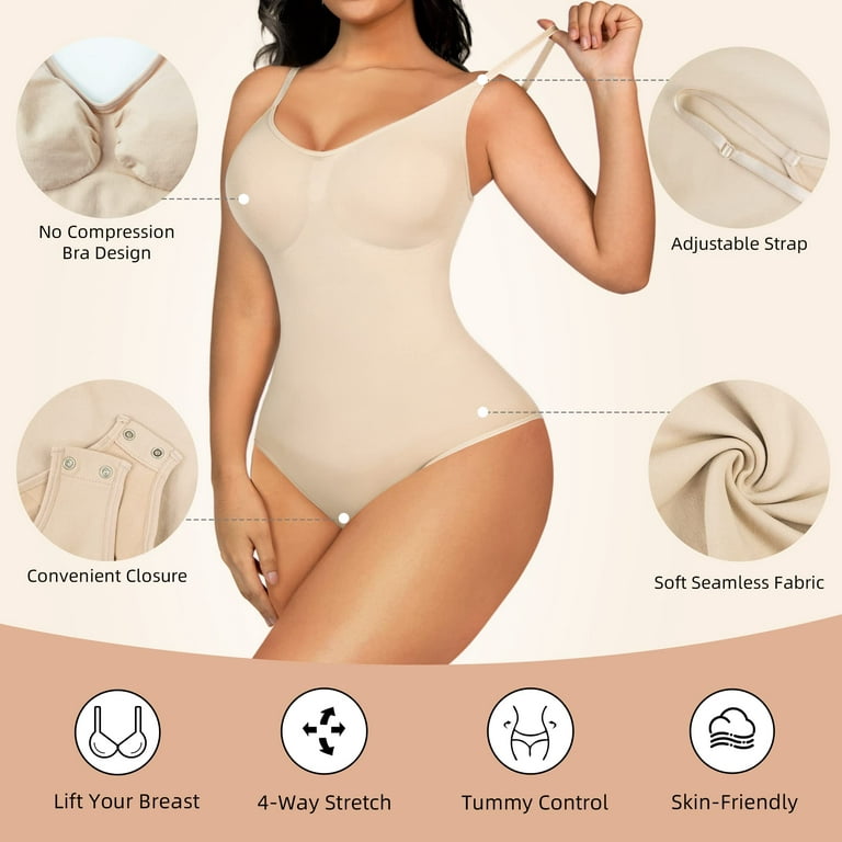 Enhanced Body Shaping Bodysuit with Steel Boning for Abdominal Compression  and Hip Lift