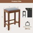 thumbnail image 3 of Gymax 4 PCS Upholstered Bar Stools Wooden Counter Height Chairs Dining Walnut, 3 of 6