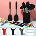 thumbnail image 1 of Juego de utensilios de cocina con mango de silicona de acero inoxidable, 15 piezas, cubo de almacenamiento, espátula para cocinar, utensilios de cocina de silicona a granel, 1 of 2