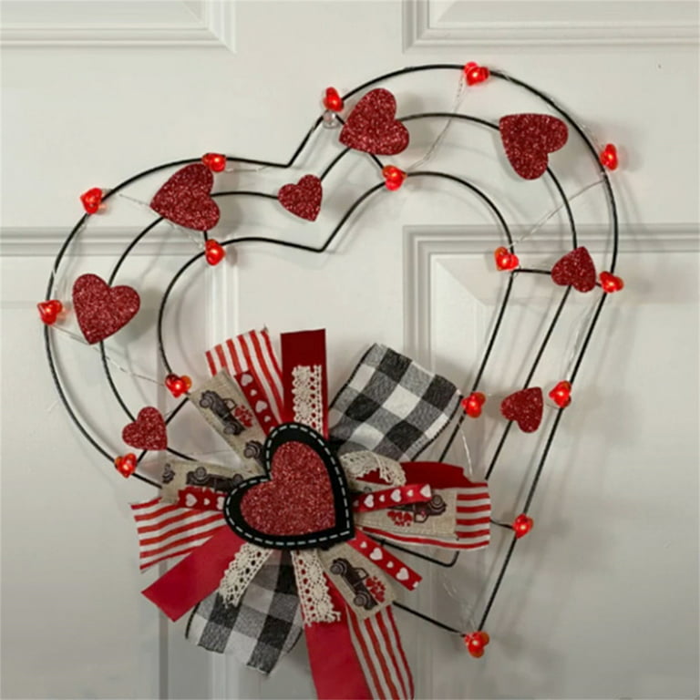  50 LED Lighted Valentine's Day Wreath- 14.6'' Heart
