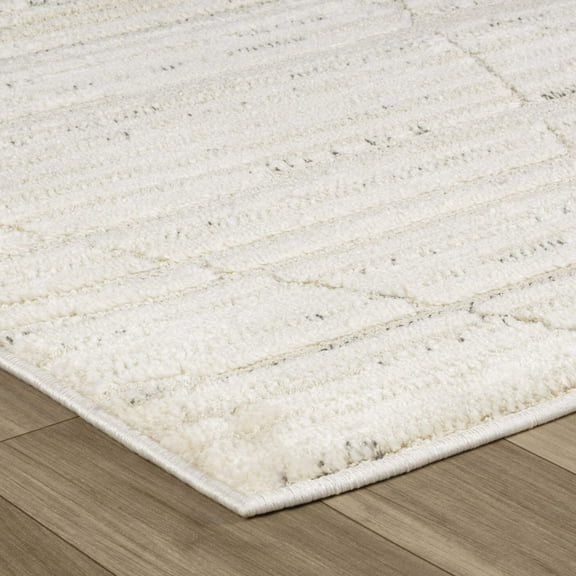 5' X 8' Cream and Beige Abstract Area Rug