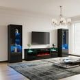 thumbnail image 6 of PLAUIN Fireplace TV Stand Set, 80" TV Stand & 2 LED High-Gloss Bookcases, 6 of 6