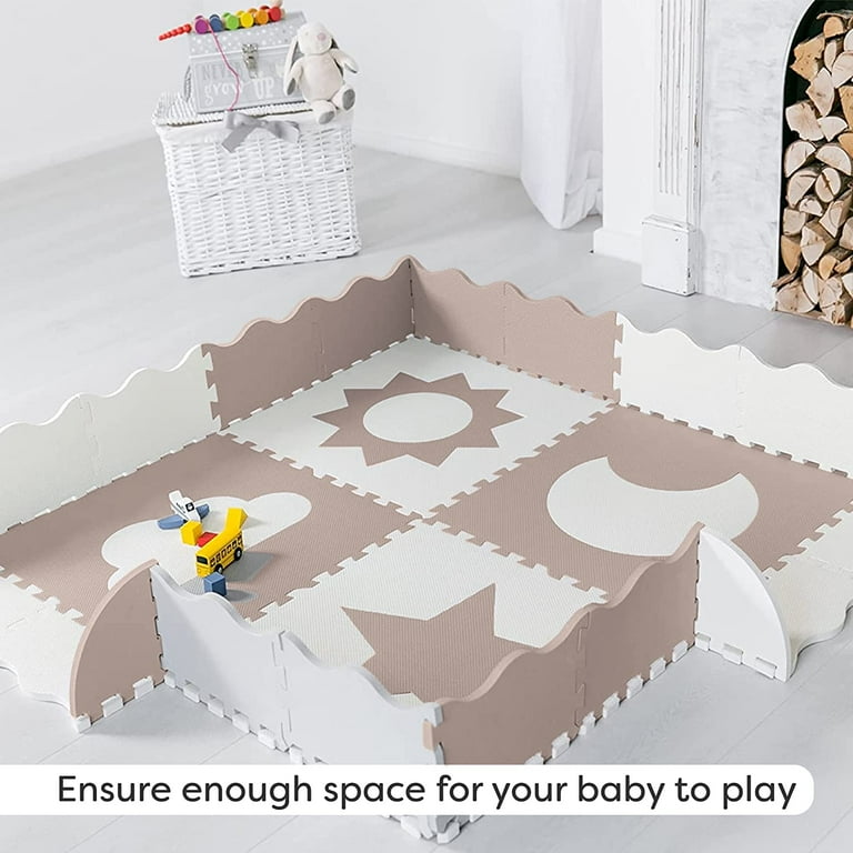 CHILDLIKE BEHAVIOR Beige Foam Floor Playmat for Toddlers Kids