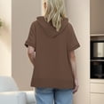 thumbnail image 4 of Xudanell Womens Clothes Fashion Half Zip Hoodie Short Sleeve Pocket Oversized Comfort Colors Sweatshirt Top Brown XL, 4 of 7