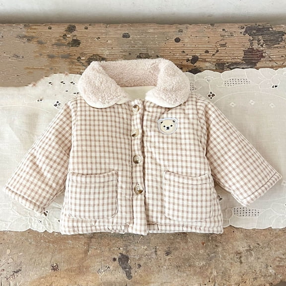 Cowsor Baby Kids Sherpa Jacket with Zipper, Cotton-Lined Fuzzy Outerwear Coat for Infant Toddler