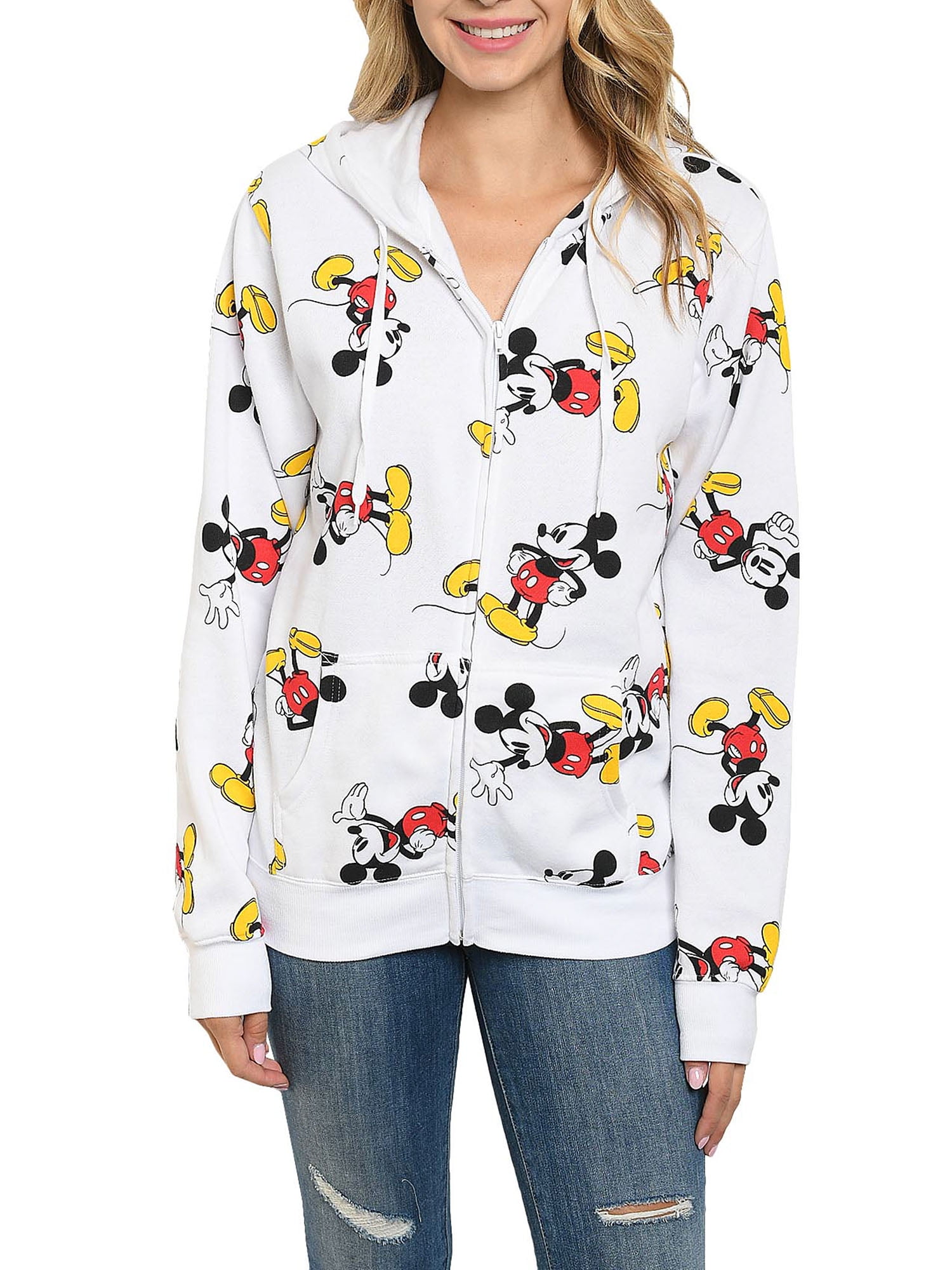 Disney - Disney Women's All-Over Print Mickey Mouse Zipper Sweatshirt ...