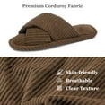 thumbnail image 4 of Goewy Women's Open Toe Slippers with Memory Foam, Anti-Skid Indoor Outdoor House Shoes, Fuzzy Corduroy, Brown, Size 5-6, 4 of 5